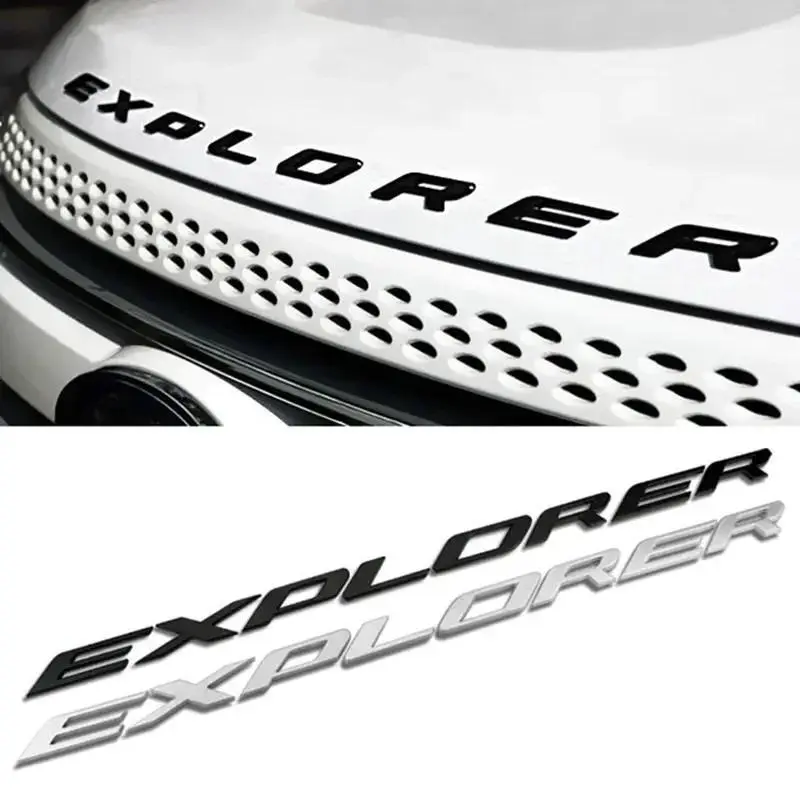 Chrome Black 3D ABS EXPLORER Letters Car Front Hood Bonnet Emblem Badge Sticker Car Styling Accessories