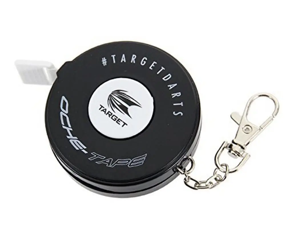 Target Darts Oche Retractable Measuring Tape - Black, Bullseye Hold, Pre-Marked cm Hand Measuring Tool