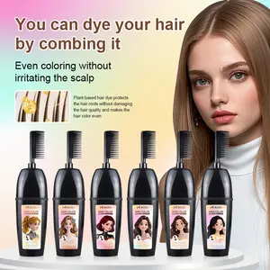 PlantEssence integrated comb hair dye cream for home use — no damage, long-lasting, fade-resistant, mild color fixation; ash brown/ash blonde highlights