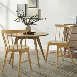 Lykke Curved Spindle Back Dining Chairs Set of 2 in Natural