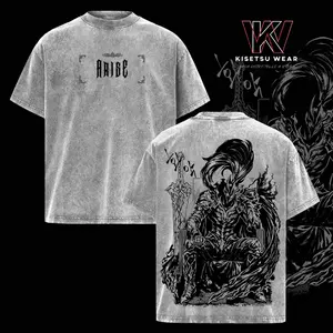 Igris Solo Leveling Vintage Washed Oversized T-Shirt – Dark Anime Graphic Tee, Anime Streetwear Unisex Shirt