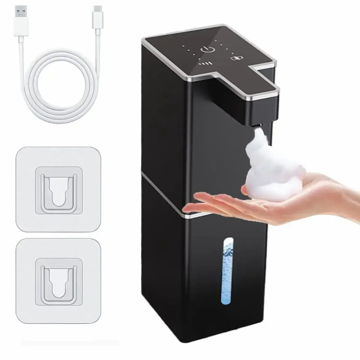 Touchless Hand Sanitizer Dispenser, USB Rechargeable Automatic Foam Soap Pump, Large Capacity, Soap Dispenser Bathroom, Wall Mount or Desktop Use, Automatic Foaming Soap Dispenser, Wall Mounted Soap Dispenser