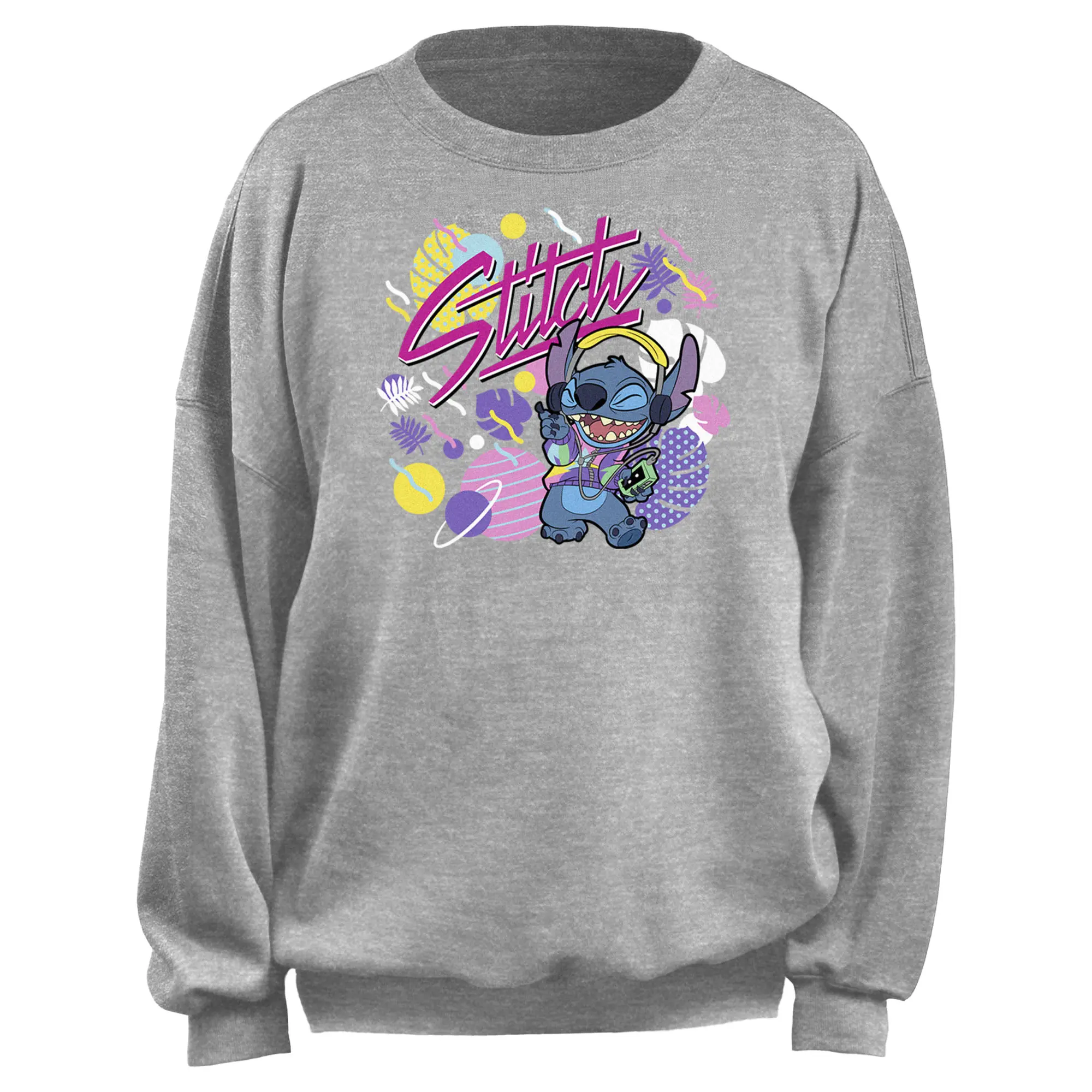 Junior's Lilo & Stitch Colorful 90s Retro Stitch Sweatshirt