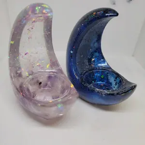 crescent moon resin candle holder