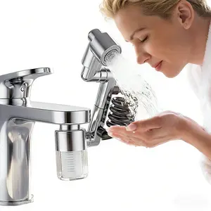 AQUPUVIR Sink Faucet Filter 360°Rotating,Aerator Faucet 1 Pcs of Sink Water Filter and 2 Filter Elements Set, Bathroom Sink Filter Removes Fluoride Hard Water, Faucet Filter Faucet Extender for Home Kitchen Sink