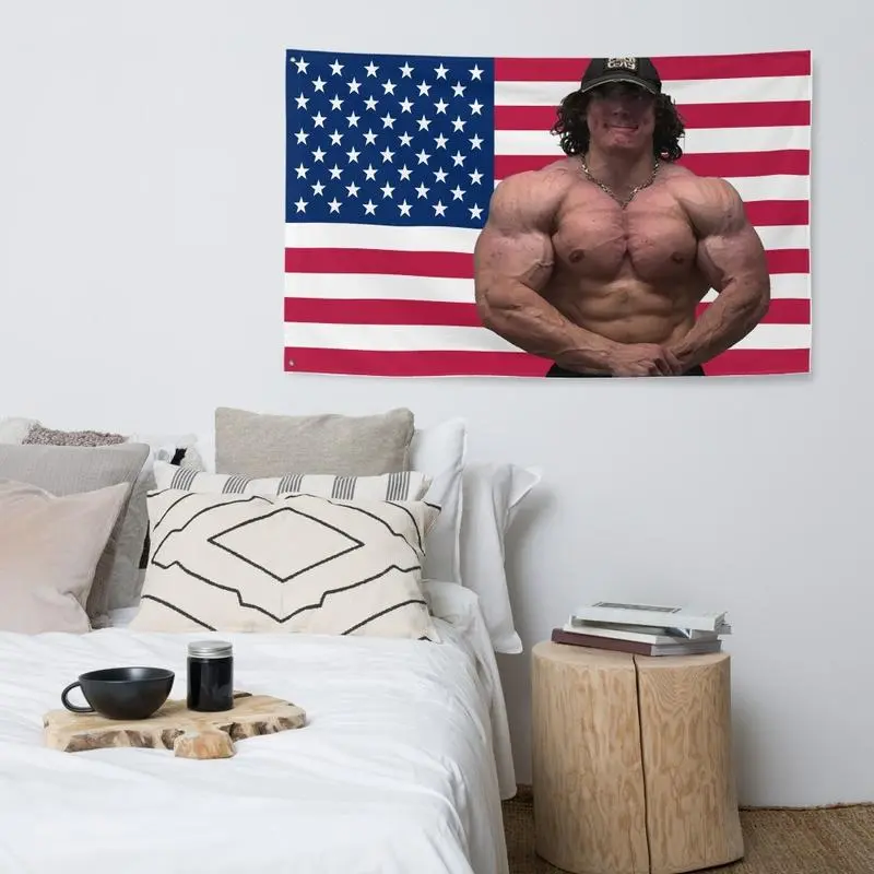 Sam Sulek Themed American Flag Fabric Wall Tapestry - 40x60 in Rectangular Textile Artwork, Patriotic Home Bedroom Decor, Limited Edition Bodybuilder Gym Gift for Boyfriend, Wall Tapestries