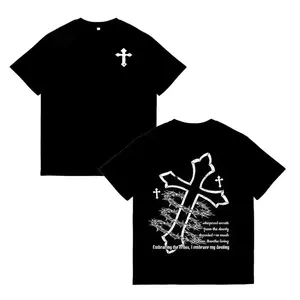 Faith Over Fear Graphic Tee Cross Barbed Wire Print Oversized Casual T-shirt for Men and Women Daily Wear Streetwear Fashion Y2K Vibe Loose Fit Comfortable Soft Fabric Trendy Urban Style Must Have Casual Top shirts  men good  graphic  tees