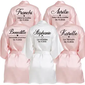 Personalized Name and Date Robe Bride Bridesmaid Bathrobe Birthday Party Gown Add Any Text Robes