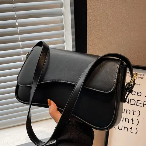 Women's Elegant Solid Color Flap Shoulder Clutch, Fashionable PU Leather Baguette Bag for Daily Life, Casual Trendy Versatile Convertible Shoulder Bag for Women & Girls, Fashion Purses, Crossbody Clutch Purse