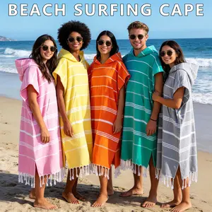 Cover Up  Surfing cape, diaper changing towel, beach surfing cape, swimming robe with pockets, large-sized towel fabric, swimming coverall, men's and women's towel cape, hooded sweater