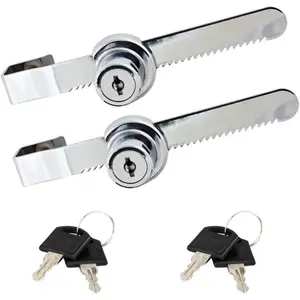 Sliding Glass Door Lock Display Case Ratchet Lock with Chrome Finish, Security Keyed Alike for Showcase Display (2 PC)