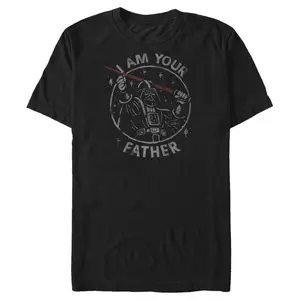 Men's Star Wars: A New Hope Darth Vader I Am Your Father Distressed Badge T-Shirt
