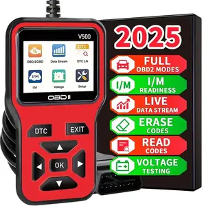 2025 Newest V500 OBD2 Scanner, Professional OBDII Car Code Reader with Full OBD2 Modes, Live Data Stream, Battery Voltage Test, I/M Readiness, Read & Erase Fault Codes, Check Engine Light Diagnostic Tool for All 1996+ OBD2 Vehicles