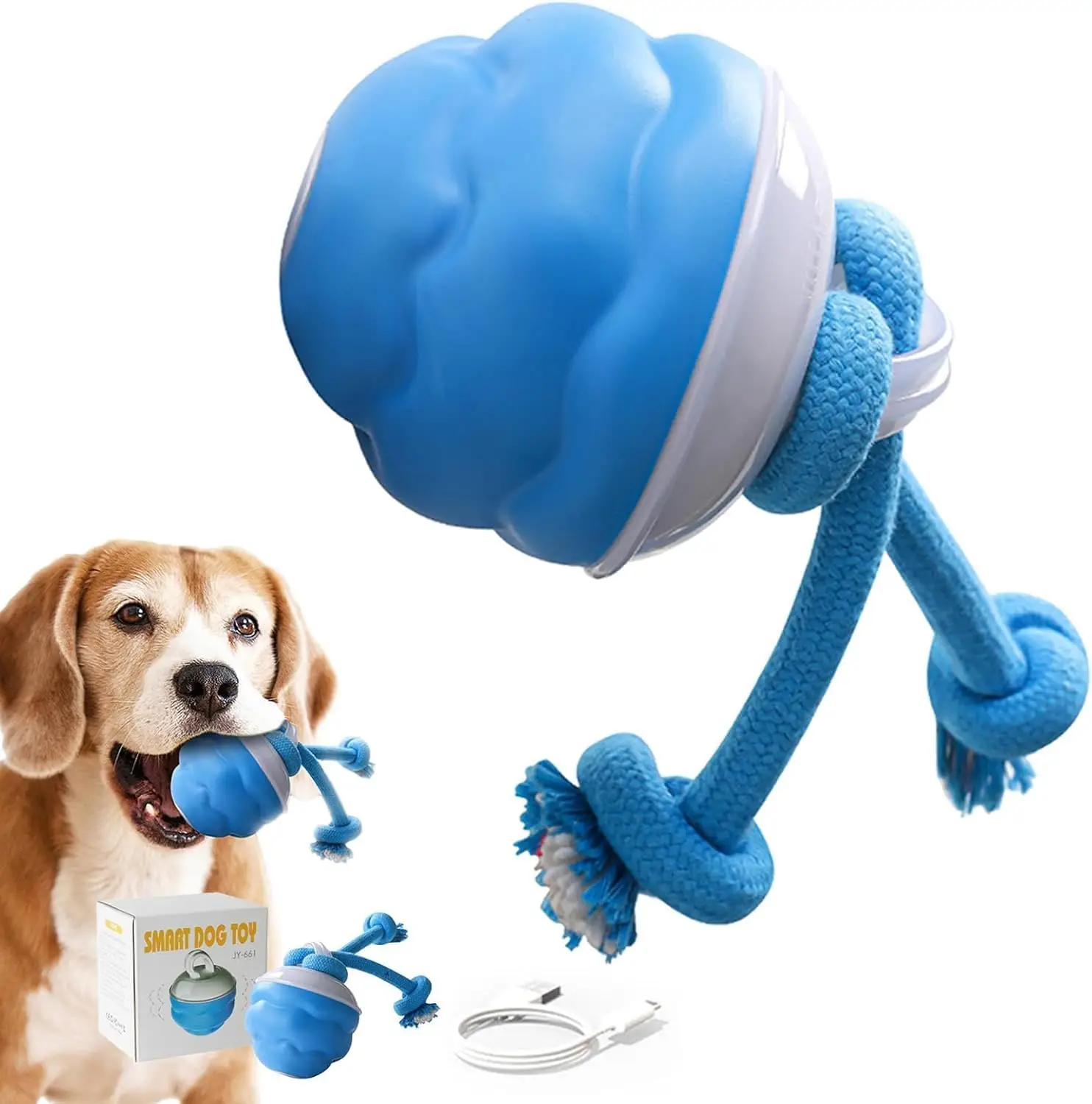 Interactive Dog Toys, Moving Dog Ball with Touch Activated, Active Rolling Ball for Puppy and Medium Dogs, Squeaky, USB Rechargeable