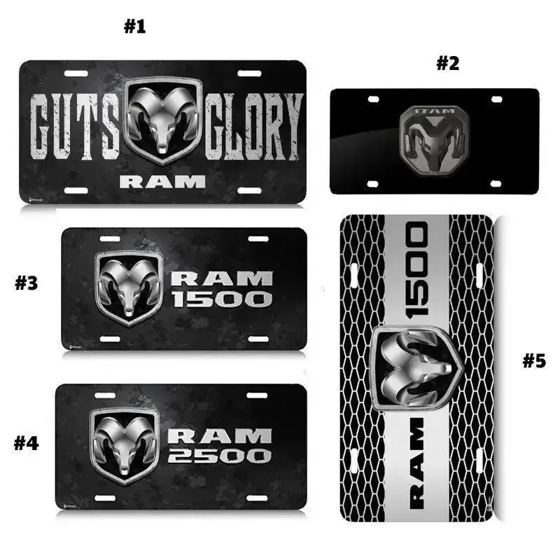 Retro RAM 1500, 2500, RAM Guts-Glory Metal Look Graphic License Plate - 12 x 6 Aluminum Vanity Tag for US Vehicles - Made in USA with Pre-Drilled Holes for Easy Installation