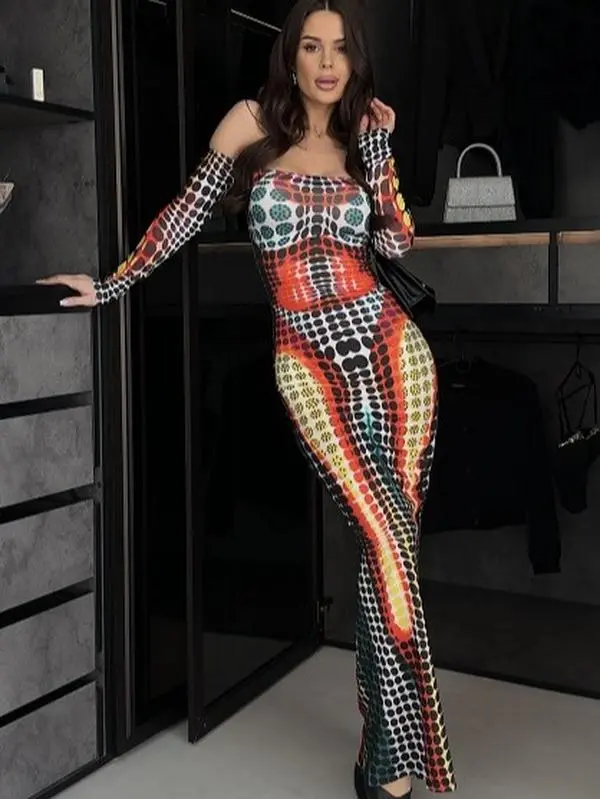 Off Shoulder Multi Colored Fitted Bodycon Maxi Dress Detail Womenswear Style - TikTok Shop Off Shoulder Multi Colored Fitted Bodycon Maxi Dress Detail Womenswear Style - TikTok Shop