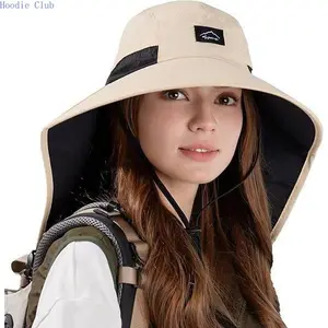 Unisex Summer UV Protection Bucket Hat - Wide Brim, Breathable, Lightweight, Adjustable with Neck Flap for Camping, Hiking (Sports & Outdoor Accessory) Sunscreen Hat