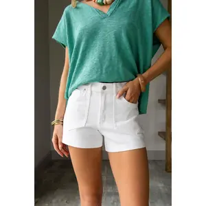 Lara White Western Pocket Denim Shorts