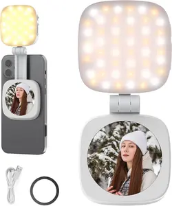 Magnetic Selfie Light for Phone: 5 Led Mode with Mirror Compatible for Your Phone - Rechargeable Portable Fill Light for Photography/Video Recording/Conference/Vlog/Makeup