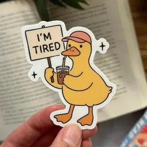 I'm Tired Duck Sticker, Book Lovers Sticker, Reading Sticker, Kindle Sticker, Always Tired