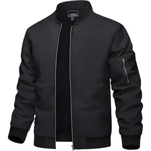 Men's Bomber Jacket Lightweight Casual Spring Fall Windbreaker Zip Up Coat with Pocket