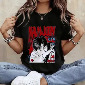 [SHIP FROM US] Unisex Printed Fashion Tshirt,Namjoon Anime Graphic Street Hip Hop Style, New Casual Cotton Tee Short Sleeve Crew Neck