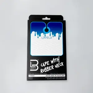 L3VEL3 White with Blue Trim Rubber Neck Cutting Cape