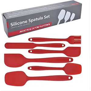 6 count  Spatula Set,  Grade Rubber Spatula,Kitchen Tools for Baking, Cooking, Stirring (Red)