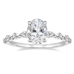 Cubic Oval Zircon Ring DDJZ0015 Women's Engagement Ring Light Luxury Style 14K Gold-Plated