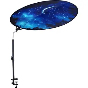 Office Cubicle and Desk Shade - Foldable 36" Circular Shading, Light-Proof Desk Canopy,Light Shade with Clamp and Rotatable Rod, Designed for Light Sensitive Workers