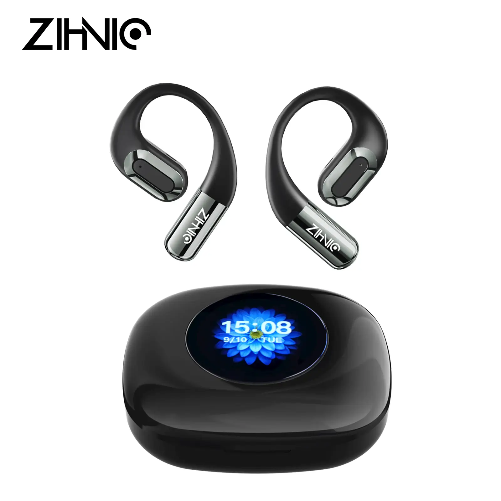 ZIHNIC True Wireless Open Ear Earbuds Bluetooth 5.4,OWS Headphones,Wireless Earphones,35Hours Playtime,lPX5 Waterproof,TF card,new 2024