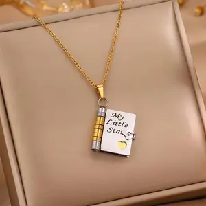 Premium Stainless Steel Pendant with Long 43cm Chain, Heartfelt Message, YC Book Design for Kids, Ideal for Birthdays & Special Occasions