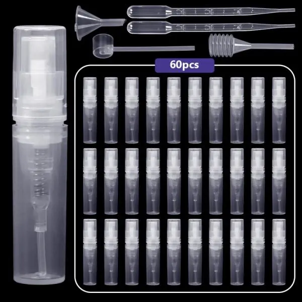 60pcs Empty Plastic Mini Mist Spray Bottles, Atomiser Pump, Plastic Pipette Dropper for Perfume and Lotion tiktokshopspringglowup