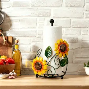 Sunflower Design Paper Towel Holder, 1 Box Iron Paper Towel Storage Rack, Roll Paper Holder, Home Decor for Kitchen Bathroom