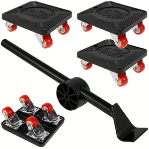 Heavy Duty Furniture Dolly Set, 1320 lbs Capacity Furniture Mover with 360 Rotating Wheels, 4-Wheel Stable Sliding Dolly, Red Heavy-Duty Moving Tool for Furniture, Appliances, Home Renovation, Durable Moving Equipment for Homeowners, Movers
