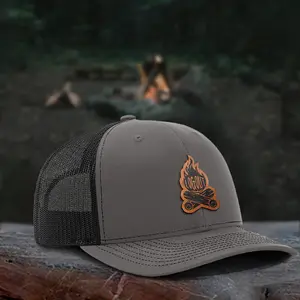 Log Out Campfire Snapback Leather Patch Hat