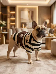 Frenchie Cute Striped Hoodie with Little Brown Bear Backpack Frenchie Cute Striped Hoodie with Little Brown Bear Backpack