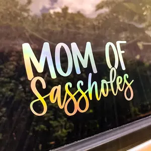 Mom Of Sassholes Letter Laser Decals, Car Truck Van Vinyl Decal Sticker, Cute Car Stickers, Car Decor Decor, Wall Decor, Cup Decor, Sticker For Cars