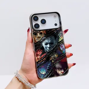 Halloween Horror Spooky Scream Movie Pattern Tough Shockproof Phone Case Trendy Scary Style Protective Cover Fit iPhone 11-17 Full Series LUMN Studio