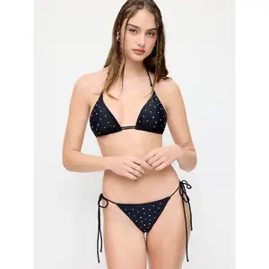Cider Halter Neckline Sequin Polka Dot Bikini Set