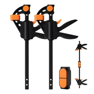 TOOLMAYS 2pcs 6"/150 mm Clamps for Woodwork with Connector, Splicable to 620mm as Spreader, 100kg Max Load Wood Clamps Quick Grip, One-Handed Clamp, Ratchet Clamp for Long Woodworking Workpieces