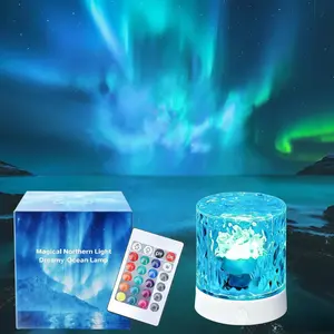 Cordless Northern Aurora Borealis Light Projector for Bedroom-Water Ripple Ocean Wave Projector Light-Shower Lamp-Teen Girl Gifts Trendy Stuff-Shower Mood Light-Bathroom Night Light-Ambient Lighting
