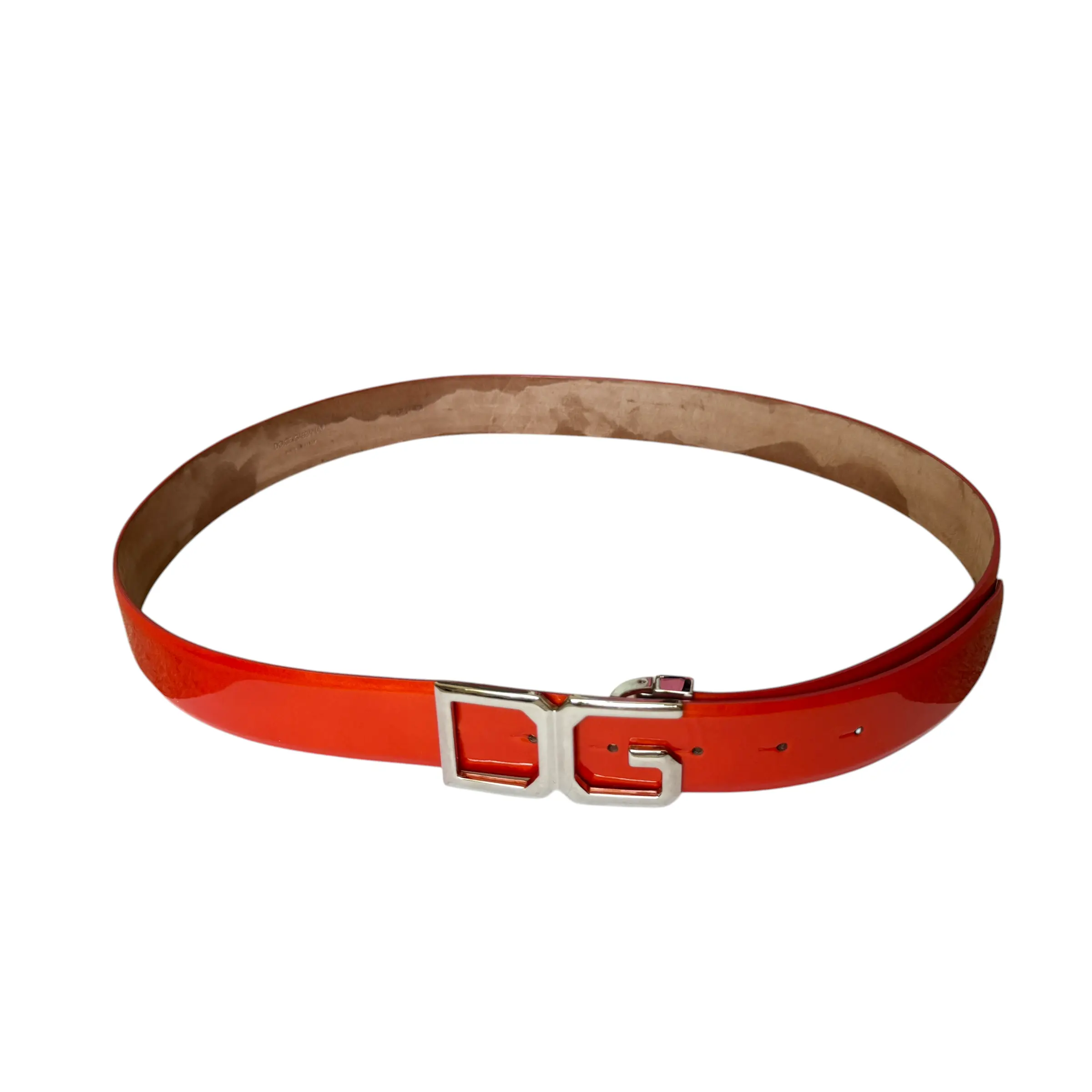 Pre-owned Dolce & Gabbana womens orange belt authentic with COA box dust bag 100cm 40 inch