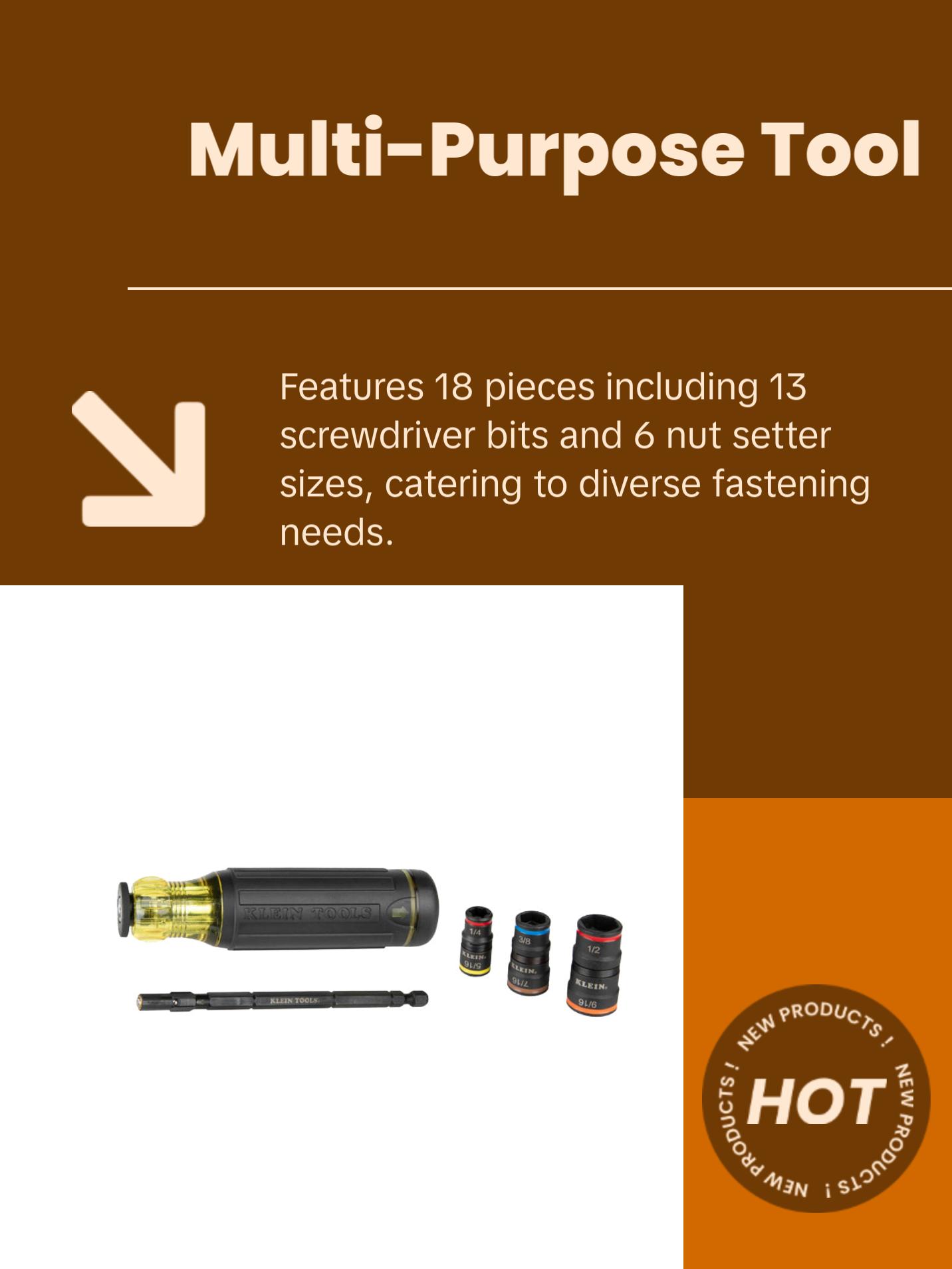 Klein Tools 32303HD 20-in-1 Impact Driver Set with Screwdriver Bits and Flip Sockets