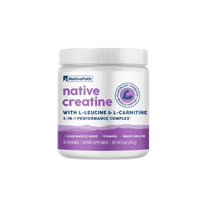 NativePath Creatine Monohydrate Powder with L-Leucine & L-Carnitine - Supports Muscle Health for Men & Women - 30 Servings