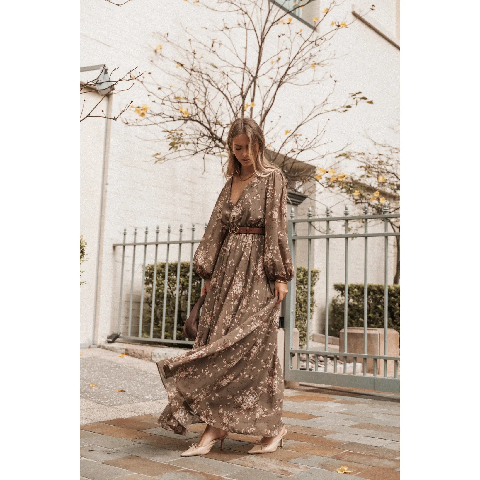 Anisa Maxi Dress - Olive Floral