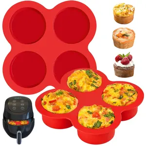 4-Cavity Silicone Baking Mold, Cylindrical Mousse & Cupcake Pan, Non-Stick & Easy to Clean, DIY Pudding Mold for Egg Bites, Air Fryer and Oven, Silicone Muffin Pan