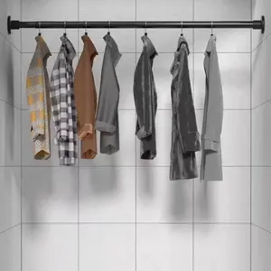 Tension Curtain Rod 19.6-31.49 Inch Adjustable Spring Loaded, No Drilling Design for Windows, Closets, and Bathrooms, Small Retractable Rod, Shower Curtain Rod