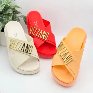 Vizzano Women's Extra Comfort Brazilian Design Summer Slippers Slide Flipflop Walking Shoes Size 5-10 Stainless Sandals