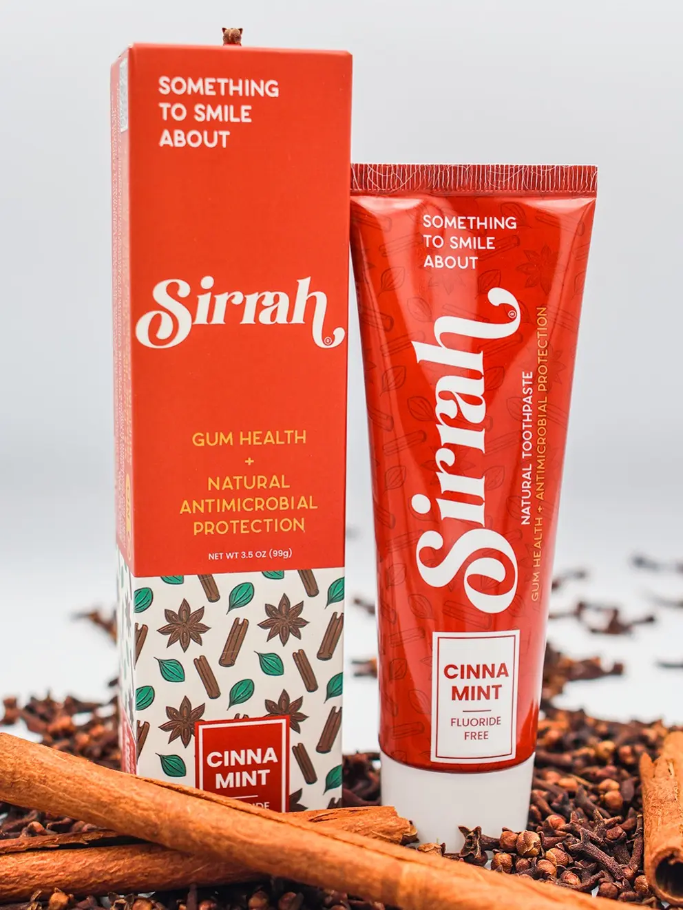 Sirrah's CinnaMINT Toothpaste – Fluoride-Free Cinnamon & Mint, Gum Health Formula (2 x 3.5 oz) (2-Pack)